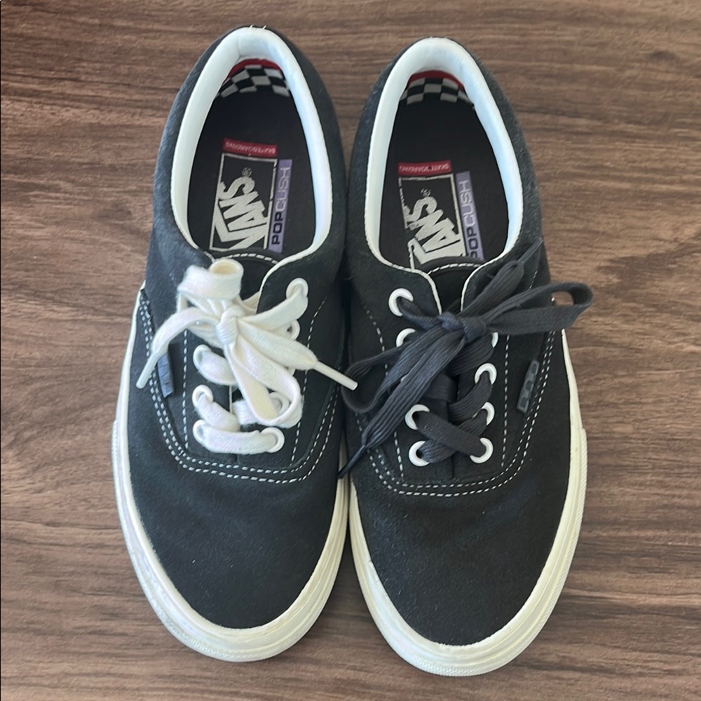 Vans Black and White Athletic Shoes Canvas Low-Top